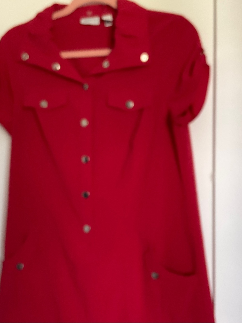 Chico's Zenergy Bold Red Snap-Front Dress - Picture 3 of 5